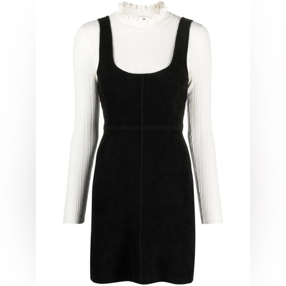 SANDRO Bi-Layered Ruffle Collar Knitted Wool Pinafore Dress 36 - Picture 4 of 16